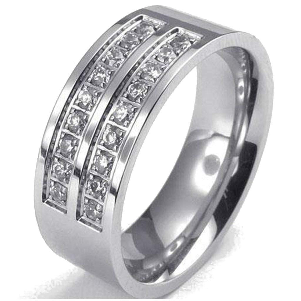 Jude Jewelers Stainless Steel Half Eternity Wedding Band Anniversary Statement Ring