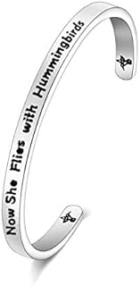 TGBJE Stainless Steel Aztec Hummingbird Memorial Cuff Bracelet with Toggle Clasp: Symbolic Sympathy Gift for Her