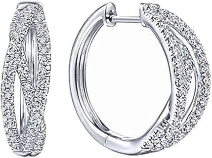 Triple Silver Hoop Earrings with High-Carbon Diamonds and French Wire Back, Hypoallergenic Design for Women, Elegant Split Hoop Shape