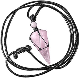 Adjustable Rope Chain Tiger's Eye Necklace - Rose Quartz Crystal Hexagonal Pendant for Men and Women with Other-Clasp-Type Closure