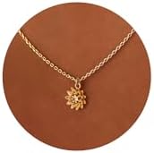 Dainty 14K Gold Plated Cubic Zirconia Necklace with Lobster Clasp and Cable Chain for Women - VRIUA November Birth Flower Design