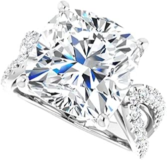 Moissanite Star Moissanite Ring Cushion 8.0 CT, Moissanite Engagement Ring/Moissanite Wedding Ring/Moissanite Bridal Ring Set, Sterling Silver Ring, Perfact Gifts for Love