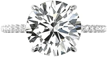 Halo Setting 6 CT Moissanite & Diamond Engagement Ring in 925 Sterling Silver for Women, Classic Round Design