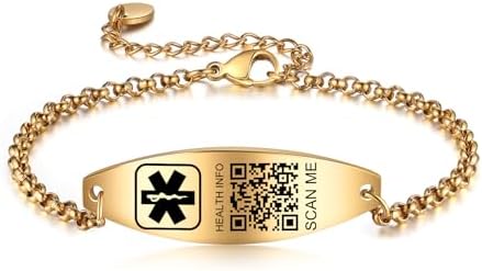 Upgraded QR Code Medical ID Bracelets for Women Medical Alert Bracelet - Sterling Silver 7'' Cuban Chain Link - More Space Save & Change Emergency Medical Info Anything
