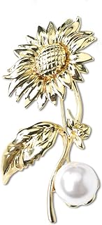 Sunflower Brooch Pin Pearl Brooches for Women Gold Sun Flower Pin Brooch with Pearls Safety Pins for Clothes Sunflower Brooches and Pins for Women Vintage Accessories for Birthday Christmas Party