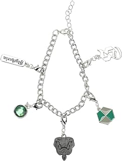Harry Potter Slytherin Charm Bracelet with Alloy Lobster Claw Clasp, Zinc Metal, Ideal for Fans - No Gemstone, Bioworld Design