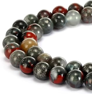 45pcs 8mm Natural African Bloodstone Beads Round Loose Gemstone Beads for Jewelry Making DIY Bracelet Necklace