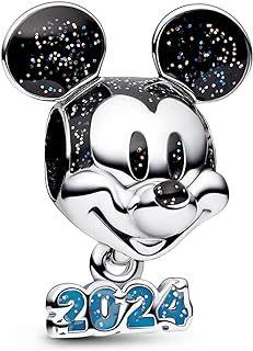 Sterling Silver Clasp Mickey Mouse Charm Bracelet with Cubic Zirconia Gems for Women and Girls - Fun Mouse Character Design