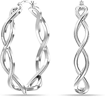 Charmsy 925 Sterling Silver Jewelry Infinity Hoop Earrings | Double Twist Irish Celtic Knot Hypoallergenic Click-Top Hoops Earring for Women Teen