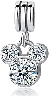 LaBenie Dangle Mouse Head Charm Bracelet with Crystal & Rhinestone Chain for Disney Lovers