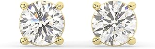 14K Solid White or Yellow Gold Lab Grown Moissanite Diamond Round Cut Solitaire Stud Earrings | 0.50, 1.0, 1.5, 2.0 CTW| Screw Back or Push Back Posts | Made in USA | By Adora Fine Jewelry