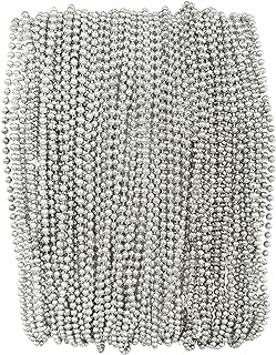 Silver Mardi Gras Beads 33 inch 7mm, 6 Dozen, 72 Necklaces
