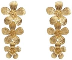 Boho Gold Large Flower Drop Earrings in High-Quality Alloy for Women - Timeless Floral Design