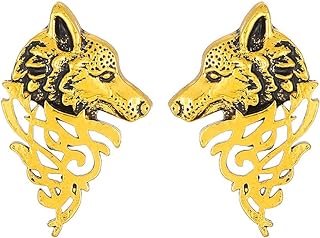 Zinc-Made Hippie Wolf Shape Stud Earrings with Comfortable Push-Back Finding for Men and Women, Distinctive Animal-Themed Jewelry