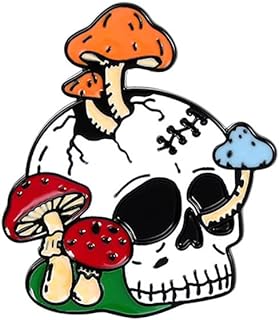 Live Laugh Love Enamel Pin Heart Shape Skeleton Horror Mushroom Flower Skull Badge Brooch Lapel for Jeans Shirt Bag Gothic Jewelry Giftfor friend Halloween Decoration Brooch