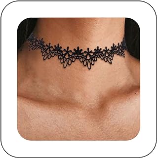 Boho Hollow Lace Choker Necklace Black Daisy Flower Choker Necklace Gothic Lace Collar Necklace Vintage Lace Clavicle Necklace Retro 90s Choker Necklace Jewelry for Women and Girls