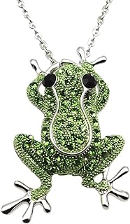 AOKWAWALIY Versatile Frog Brooch & Necklace with Lobster Claw Clasp and Faux Leather Accents - Charming Silver Cobra Chain Animal Pendant Design