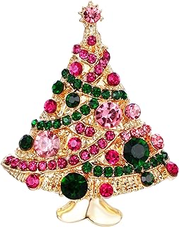 EVER FAITH Streamer Star Christmas Tree Brooch Pin Austrian Crystal