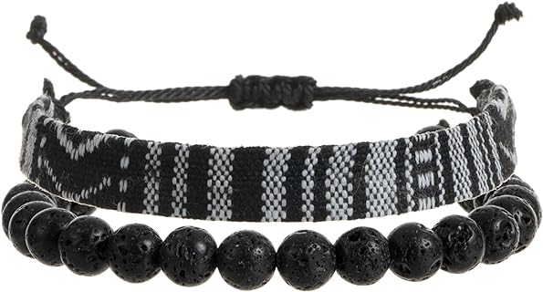 LUBINGSHINE 2pcs Boho Surfer Bracelet Set Women & Men - Handmade Summer Beach Bracelets - Adjustable & 100% Waterproof - Festival Accessories - Beaded & Braided