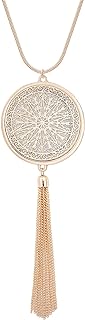 MOLOCH Long Necklaces For Woman Disk Circle Pendant Necklaces Tassel Fringe Necklace Set Statement Pendant