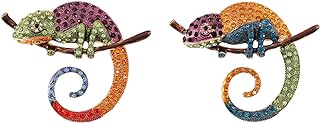 Ornaland Gold Lizard Brooch with Butterfly Clasp, Multicolor Gemstone Accents for Women, Chameleon Design