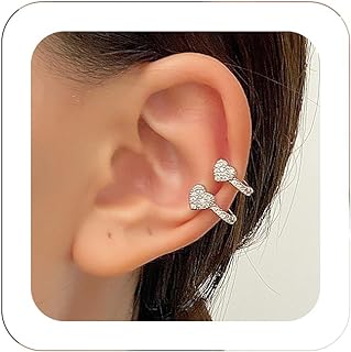 Starburst Rhinestone Cuff Earrings with Hinged Hoop & Cubic Zirconia for Women - Zinc Alloy Non-Piercing Clip-On Design