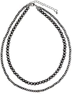 Copper Rope Chain Navajo Choker Necklace with Lobster-Claw Clasp & Agate Gemstones | Layered Faux Pearl Design for Women