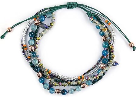 Boho Bracelets Anklets for Women Beaded - Adjustable Bohemian Anklets for Girls Handmade Beaded,2Pcs Braided Beach Bracelet Anklets