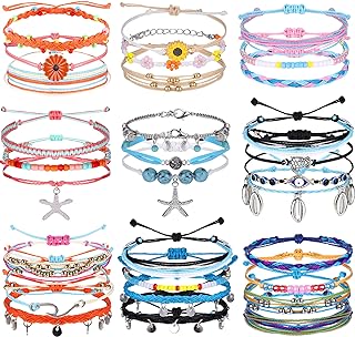 Jstyle Handmade Cord & Braided Chain Friendship Anklets with Buckle Clasp & Cubic Zirconia Sunflower Design for Women and Girls