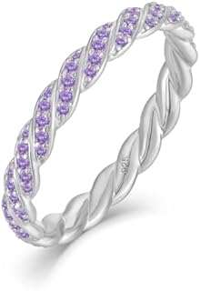 Twisted Infinity Celtic Knot Ring 925 Sterling Silver Stackable Rings Birthstones Eternity Bands for Women 5-10 Size