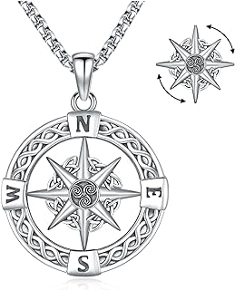 Eusense Compass Necklace for Women Men Sterling Silver 925 Compass Pendant Picture Locket Holds Ashes Urn Compass Jewelry