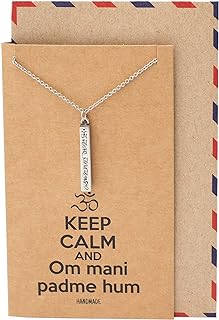 Quan Jewelry Women's Yoga Inspirational Sanskrit Om Pendant Necklace with Durable Stainless Steel Cable Chain and Secure Lobster Clasp