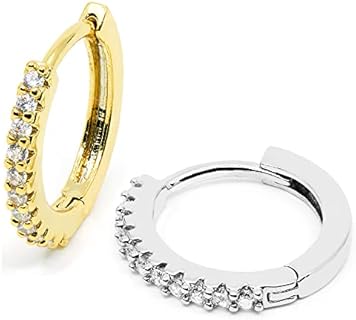 Crystal Cubic Hoop Earrings Set Diamond Minimalist Cuff Earrings Huggie Stud Hoops Ear Accessory Bridesmaid Gift for Her Wedding Day Earrings - HE-C