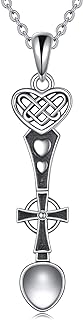 Spoon Cross Necklace Sterling Silver Celtic Heart Knot Pendant Fashion Jewelry Gift for Women Girls