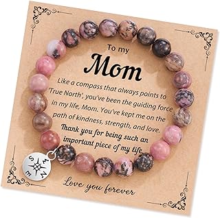 HGDEER Natural Stone Compass Charm Bracelets, Gifts for Mom/Grandma/Daughter/Granddaughter/Niece, Easter Birthday Mothers Day Gifts for Women/Teen Girl