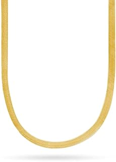 PORI JEWELERS 18K Gold Plating Over Sterling Silver 3MM, 4.5MM, 5.5MM, 7MM Flexible Flat Magic Herringbone Chain Necklace