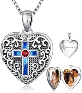 Sterling Silver Cross Locket Necklace with Box Chain and Lobster Clasp, Embellished with Carnelian Gem, for Loved Ones - Heart Shaped Design
