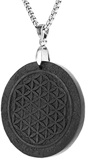 Stainless Steel Cable Chain Shungite Crystal Necklace for Seekers of Beauty & Tradition, Flower of Life Design