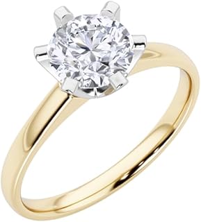 PEORA 14K Yellow Gold Lab Grown Diamond Solitaire Engagement Ring for Women, Round Brilliant Cut, 1/2 Carat, F-G Color, SI Clarity