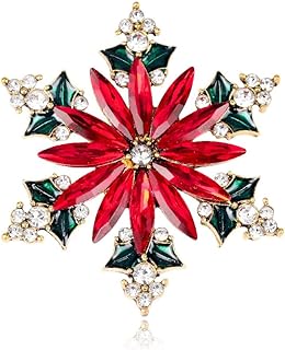 Vintage Austrian Crystal Snowflake Brooch with Pin Clasp for Women - Festive Christmas Design