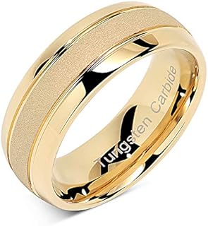 100S JEWELRY Engraved Personalized Tungsten Rings For Men Women Gold Wedding Band SandBlasted Finish Dome Edge Sizes 6-16