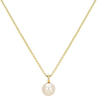 Elegant Single Freshwater Pearl Pendant Necklace with Sterling Silver Box Chain and Lobster Clasp for Women and Teen Girls, Classic Round Design