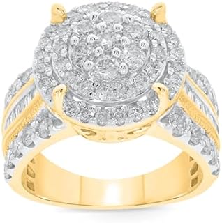 10K Yellow Gold 2.50 Carat Real Diamond Engagement Ring Wedding Ring Bridal Fine Diamond Jewelry (2.06 Carat, H-I Color, I1-SI2 Clarity), Size 7