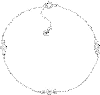 Silpada .925 Sterling Silver Anklet for Women, Cubic Zirconia Ankle Bracelet, Jewelry Gift Idea, Clarity Loll', 9" + 1"