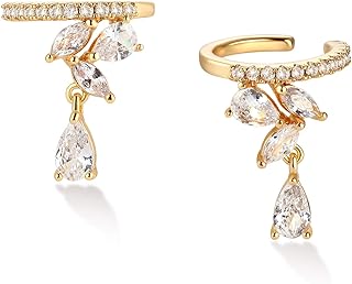 Mevecco Gold Ear Cuffs 18K Gold Filled Ear Cuff Non Pierced Ears Cartilage Earrings Small Hoop Huggies Sleeper Simple Minimalist Delicate CZ Ear Cuffs Clip On Cartilage Fake Earrings for Women