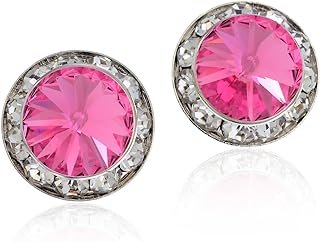 15mm Crystal Stud Clip-On Earrings with Clip-On Back Finding for Women in Base Metal Design