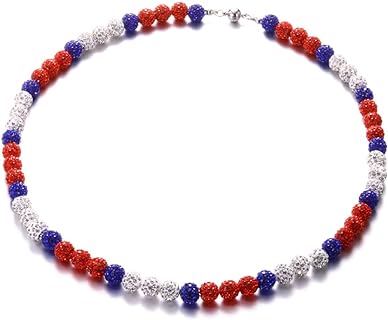 Baseball Necklace for Men Women Baseballer Inspired Beaded Necklace Glitter Rhinestone Discoball Necklaces for Boys Girls Baseball lovers Jewelry Gift