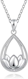 925 Sterling Silver Lotus Flower Cremation Jewelry Keepsake Urn Pendant Necklace for Ashes - Forever in My Heart
