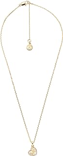 Michael Kors Women's Elegant Gold Brass Pendant Necklace with Lobster Clasp, Mesh Chain and Cubic Zirconia Accents - Model: MKJ7776710