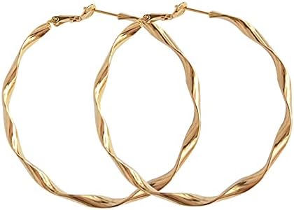 Twisted Open Hoop Earrings For Women Classic Shiny Dainty Minimalist Earrings For Girls Lightweight High Polished Round-Shape Chunky Earrings with 925 Sterling Silver Post For Ladies As Gift Fashion Jewelry…